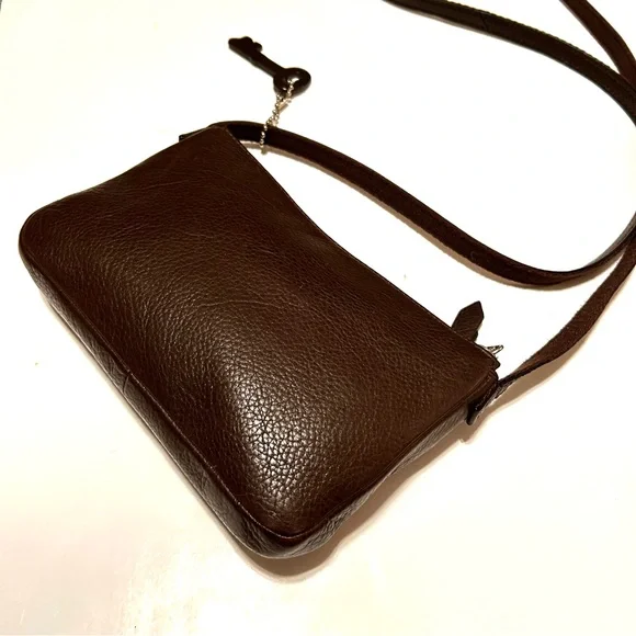 Fossil Rich Chocolate Brown Pebble Leather Crossbody Bag EC - Picture 5 of 8